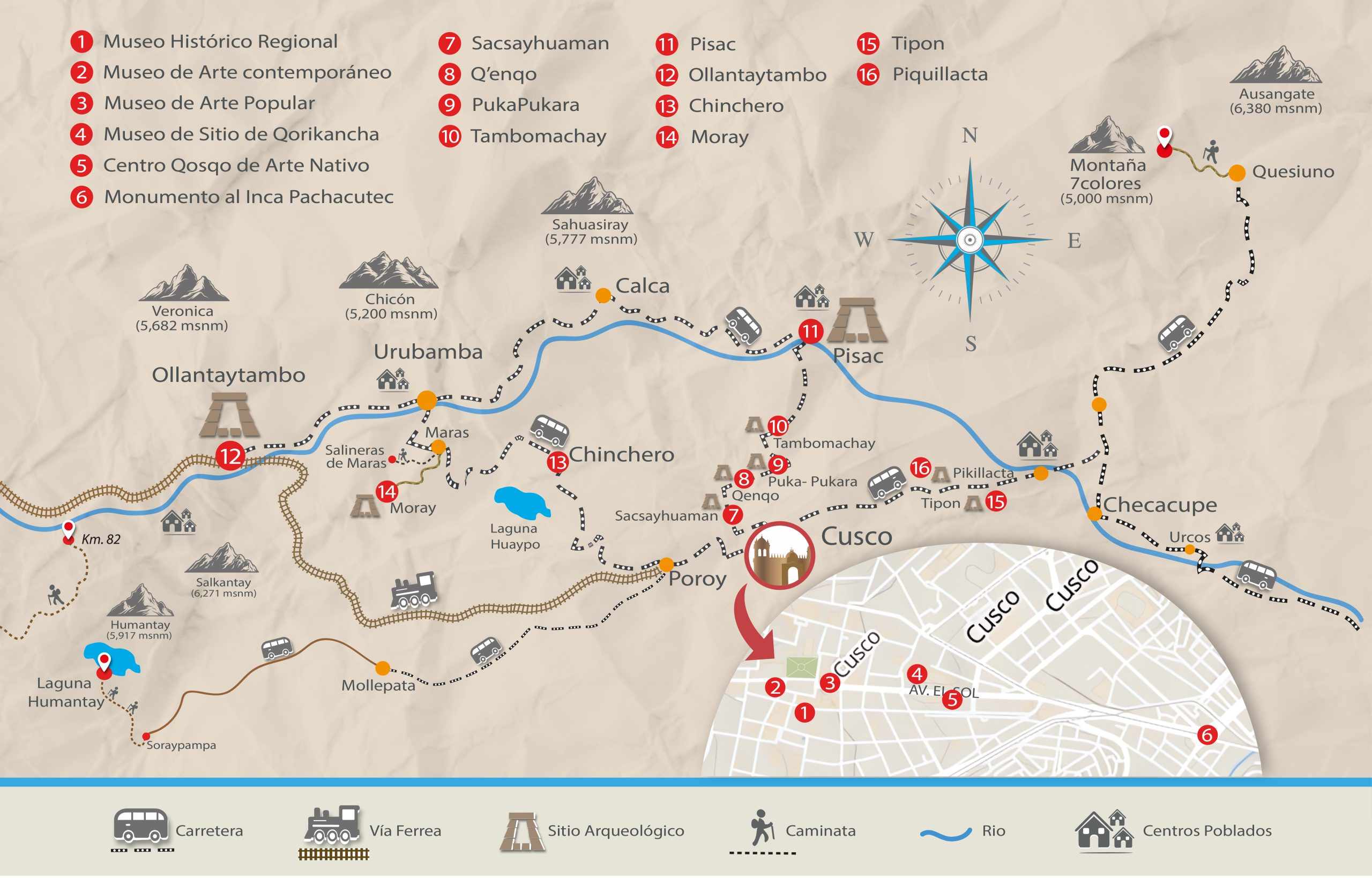 Mapa Del Boleto Turistico Integral Del Cusco