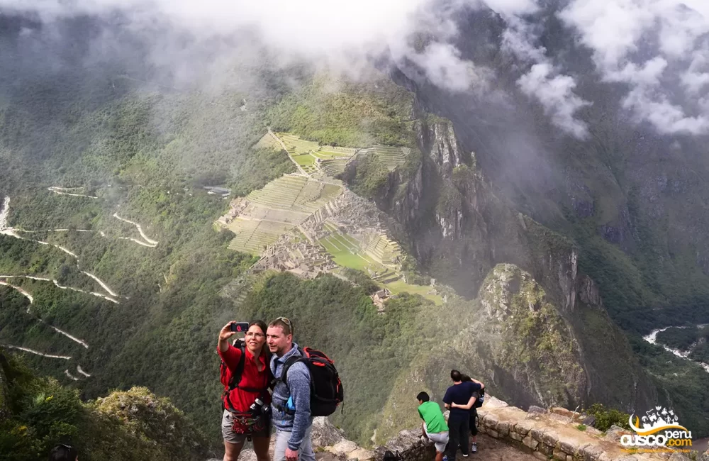 Viewpoint at the summit of Huayna Picchu mountain