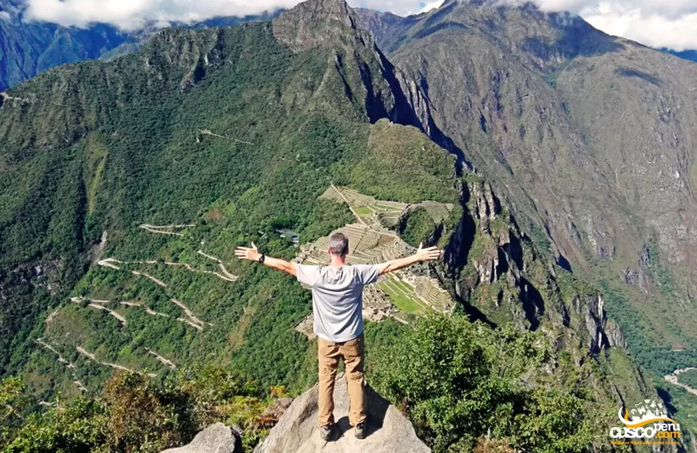 Magical view of Machu Picchu from the top of the Huayna Picchu mountain.