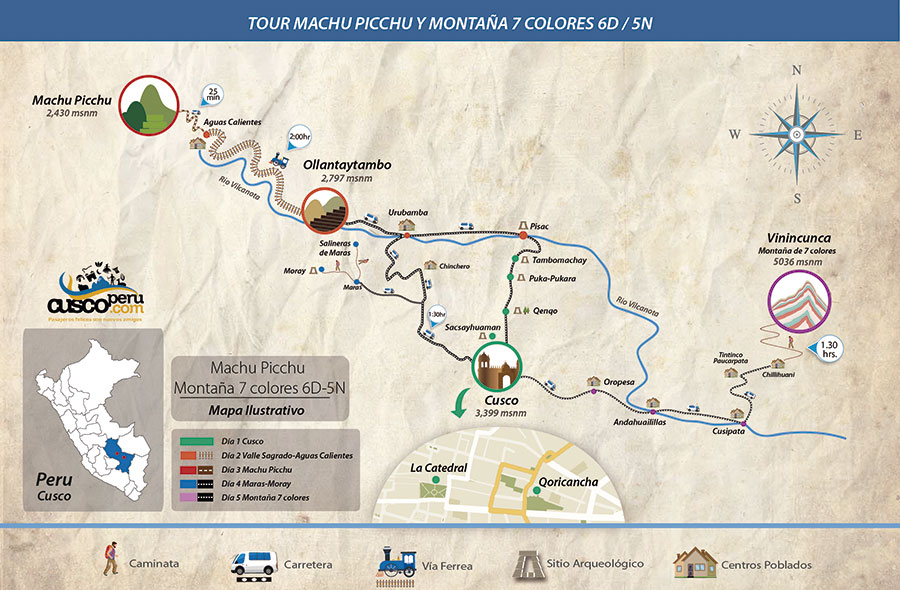 Mapa Tour Machu Picchu Y Montaña 7 Colores 6d 5n