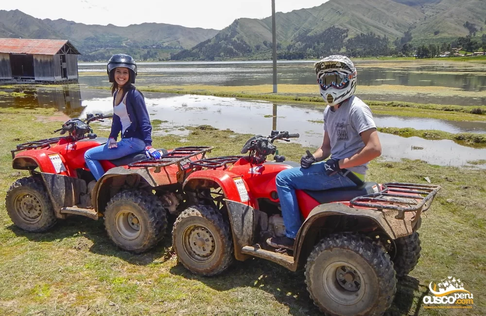 Traveling by ATV through the Huaypo and Piuray lagoons.