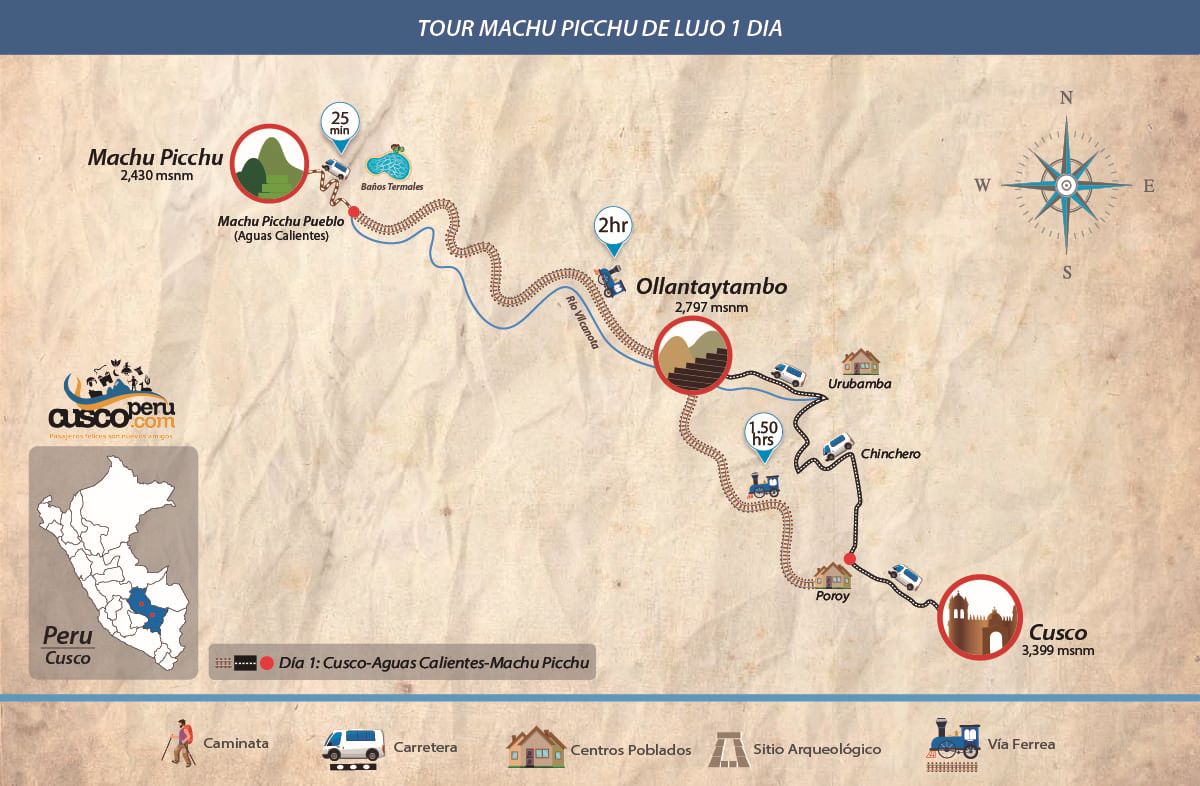 Mapa Tour Machu Picchu De Lujo 1d