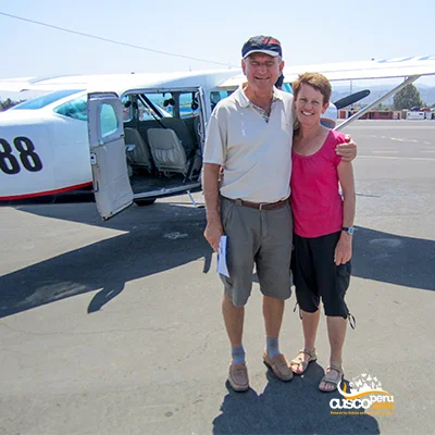 Couple on the Nazca lines overflight tour