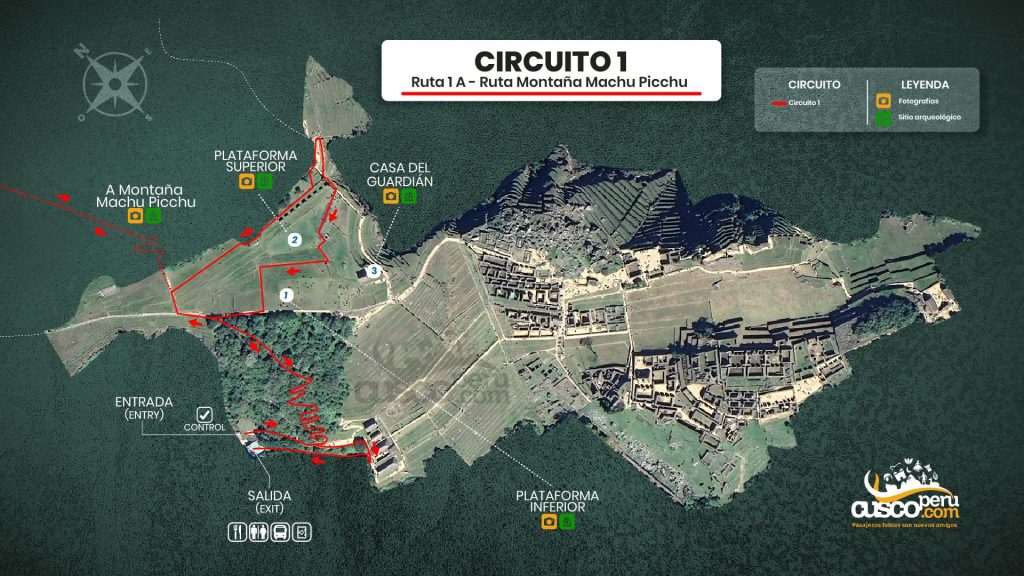 Map of Circuit 1 - Machu Picchu Mountain Route. Source: CuscoPeru.com